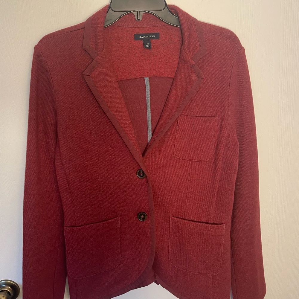 Lands' End Red Blazer Tailored Professional Jacket